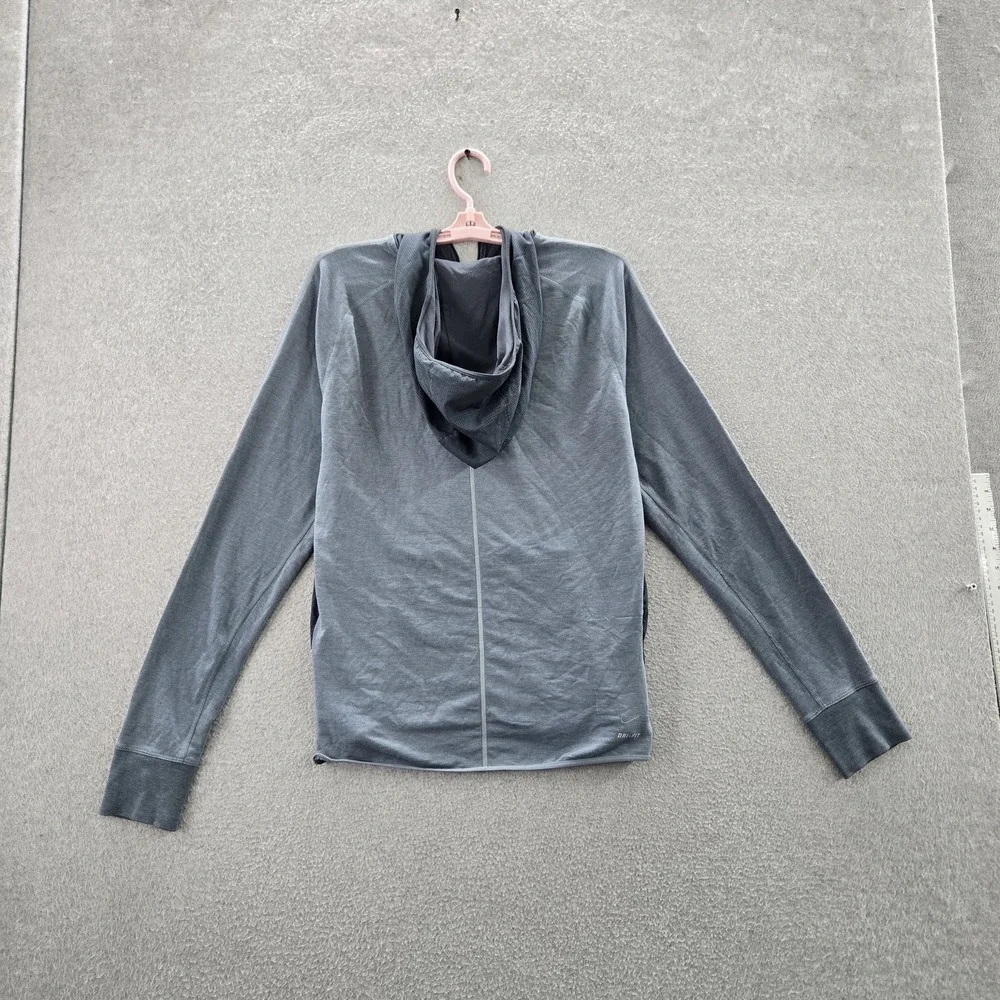 Nike Men Hoodie‎ M Gray Dri-Fit Activewear Logo Sprint HZ Logo Swoosh Pullover